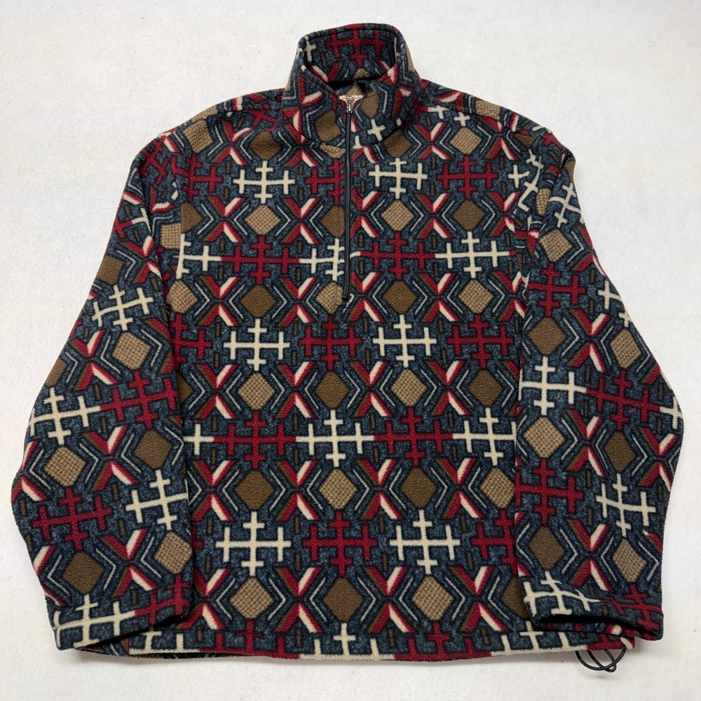 Vintage Woolrich Fleece Pullover Mens XL Aztec‎ Print Southwest 1/4 Zip 90s